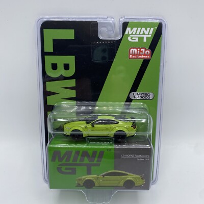 LB-WORKS Ford Mustang Grabber Lime 1:64 Model - True Scale Miniatures MGT00426