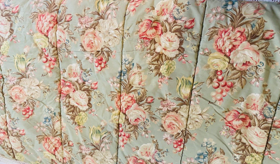 RARE Ralph Lauren Charlotte KING COMFORTER Green Floral Shabby Chic