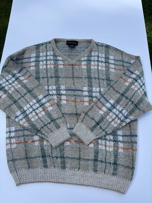 Vintage Conte di Milano Plaid V-Neck Sweater Size Medium