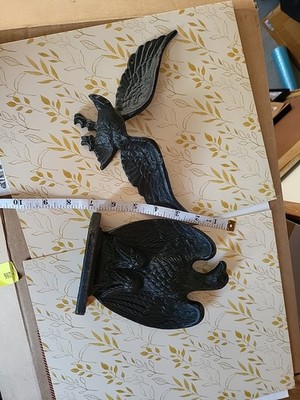 EMIG American Eagle Figurine Black Cast Iron Bookend Home Décor  6,5'' H And Wall