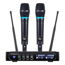 S9 UHF Wireless Microphone System Dual Handheld Rechargeable Karaoke Mic Set