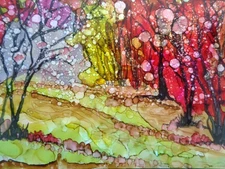 Original  COLORFUL VIBRANT  NATURE FOREST WOODS  TREES Landscape  Painting
