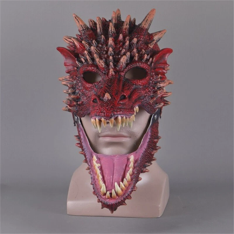 Movable Mouth Dragon Mask Halloween Party Cosplay Headgear Latex Full Mask Props - Image 3 of 4