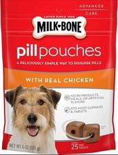 Milk-Bone Pill Pouches Dog Treats, Real Chicken Flavor, 6 Ounces exp07/17/2025