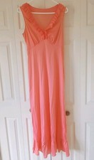 Vintage Salmon Colored Long Nightgown 100 Nylon Pre-owned