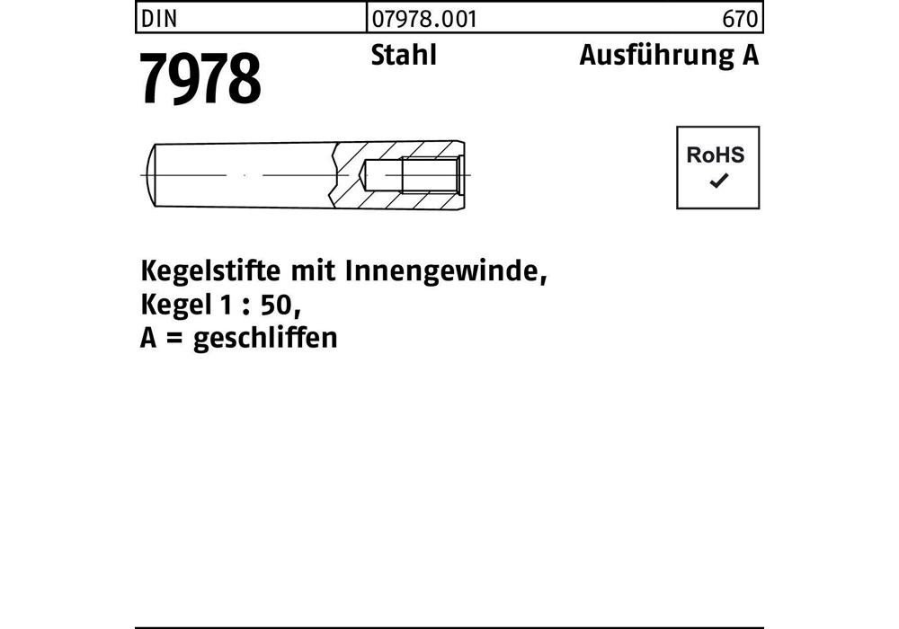 Рейхер Кегельштифт DIN 7978/ISO 8736, диаметр 16 х 70 мм, размер Шталя Кегеля 1:50...