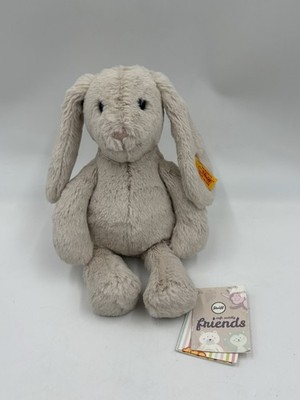 Steiff ''Hoppie'' Soft Cuddly Bunny Rabbit Plush Gray German Toy  080968  10'' NEW