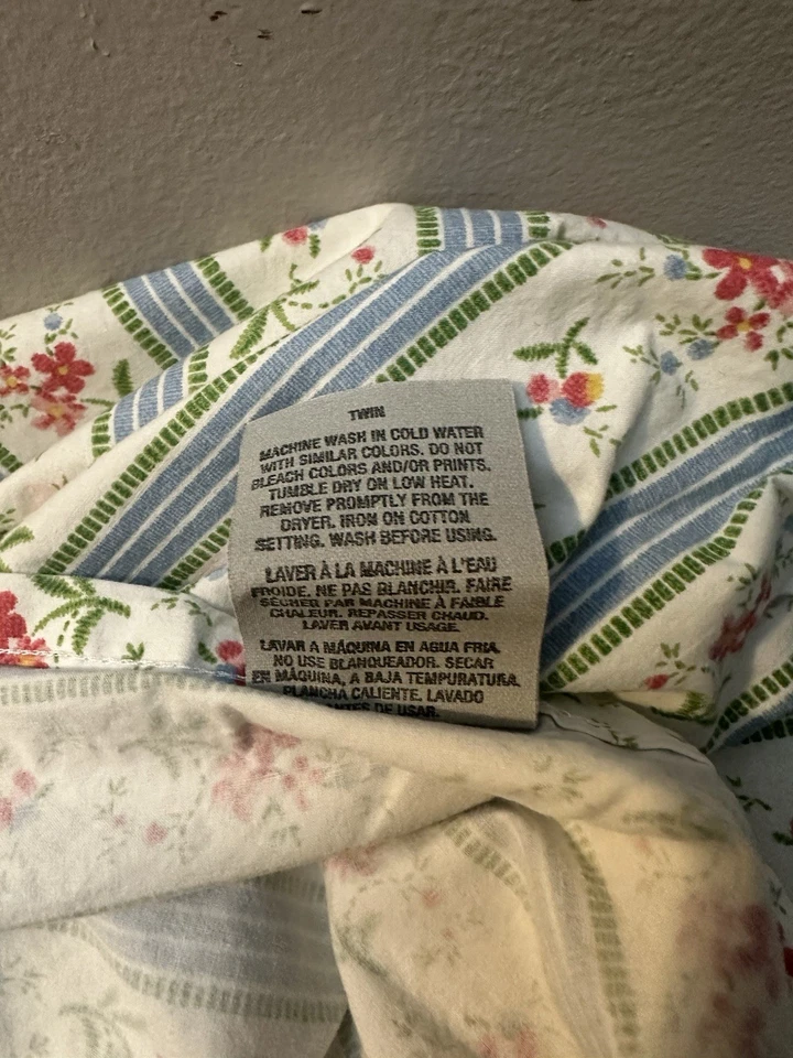 Ralph Lauren Doble Sábana Plana Jordan Rayas Floral Cottagecore Femenino Romántico Foto 4 de 4