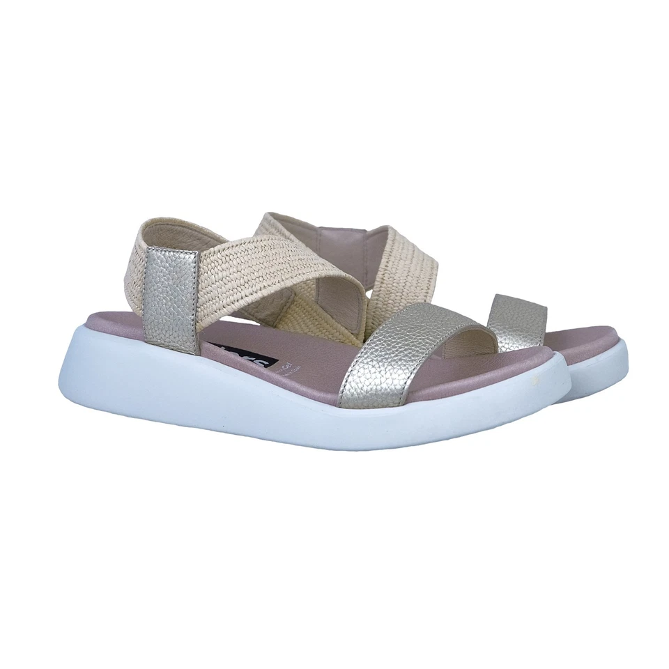 Wonders Damen Sandalen C-6553 Flach Komfort Gold Leder 3 cm - Bild 3 von 4