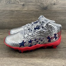 Under Armour Hammer Youth Football Cleats Silver Stars Size 4.5Y 3028226