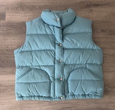 Vtg The North Face Brown Label Puffer Vest Goose Down Teal Blue Made In USA L