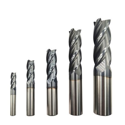 Carbide Square End Mill 1/4 3/8 1/2 5/8 3/4 HRC 45 5pcs Set Single Flute AlTiN