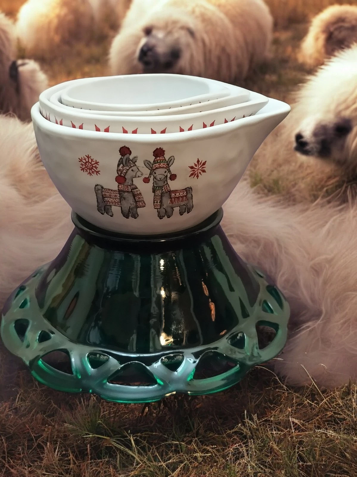 Sheffield Home Set of Four Measuring Cups Winter Llamas