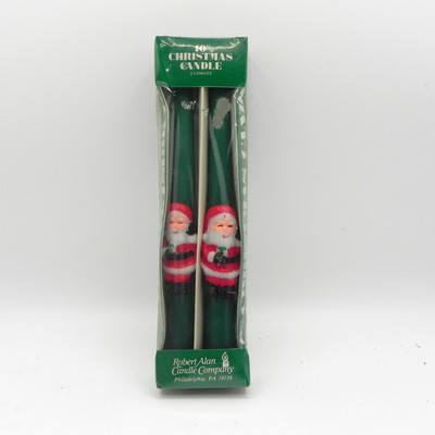 2 Santa Claus Candle VTG Novelty Christmas Holiday Robert Alan Figural Taper Set