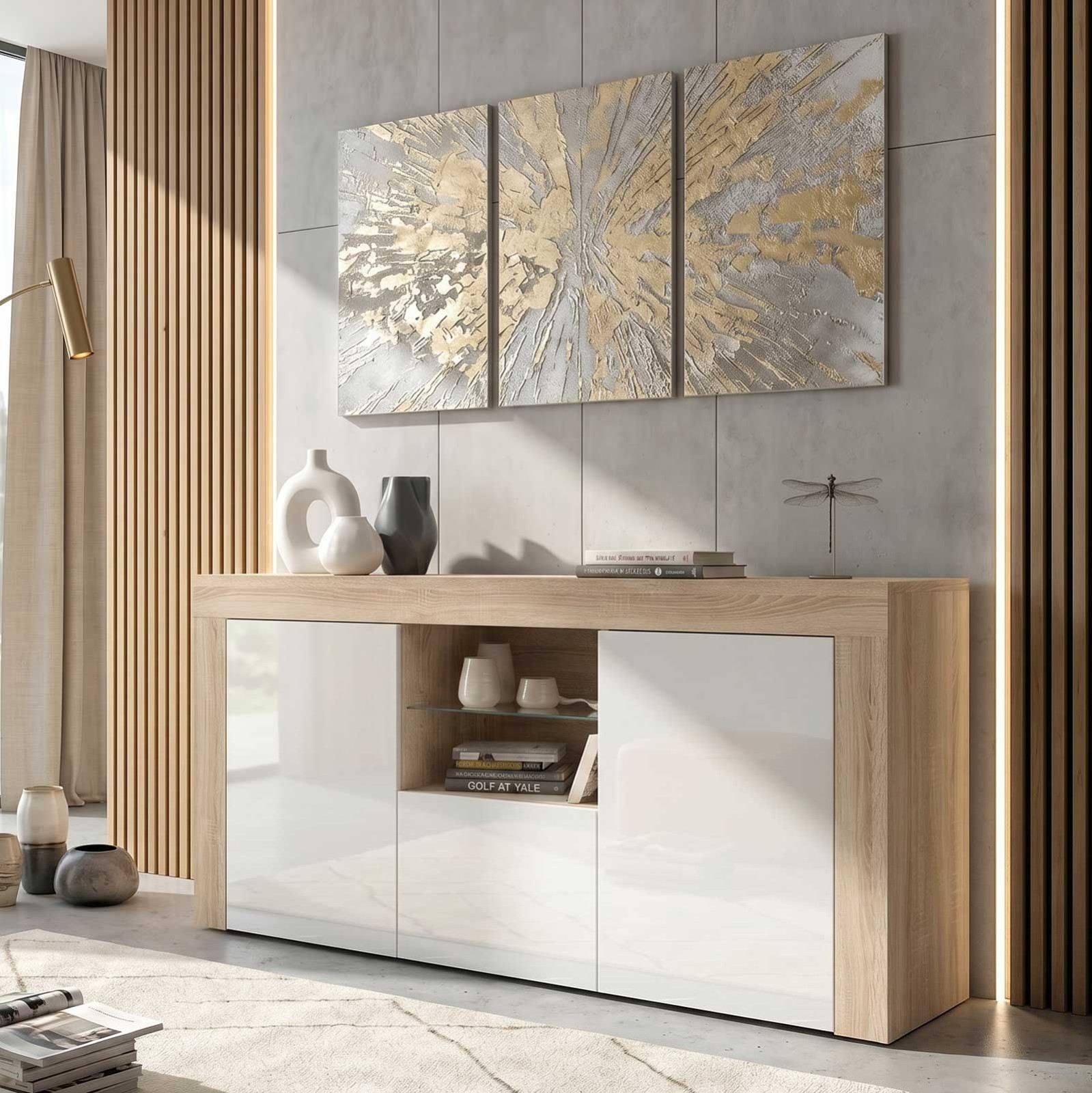 TV Unit TV Stand Sideboard Storage Cabinet Oak White Display Unit 145cm