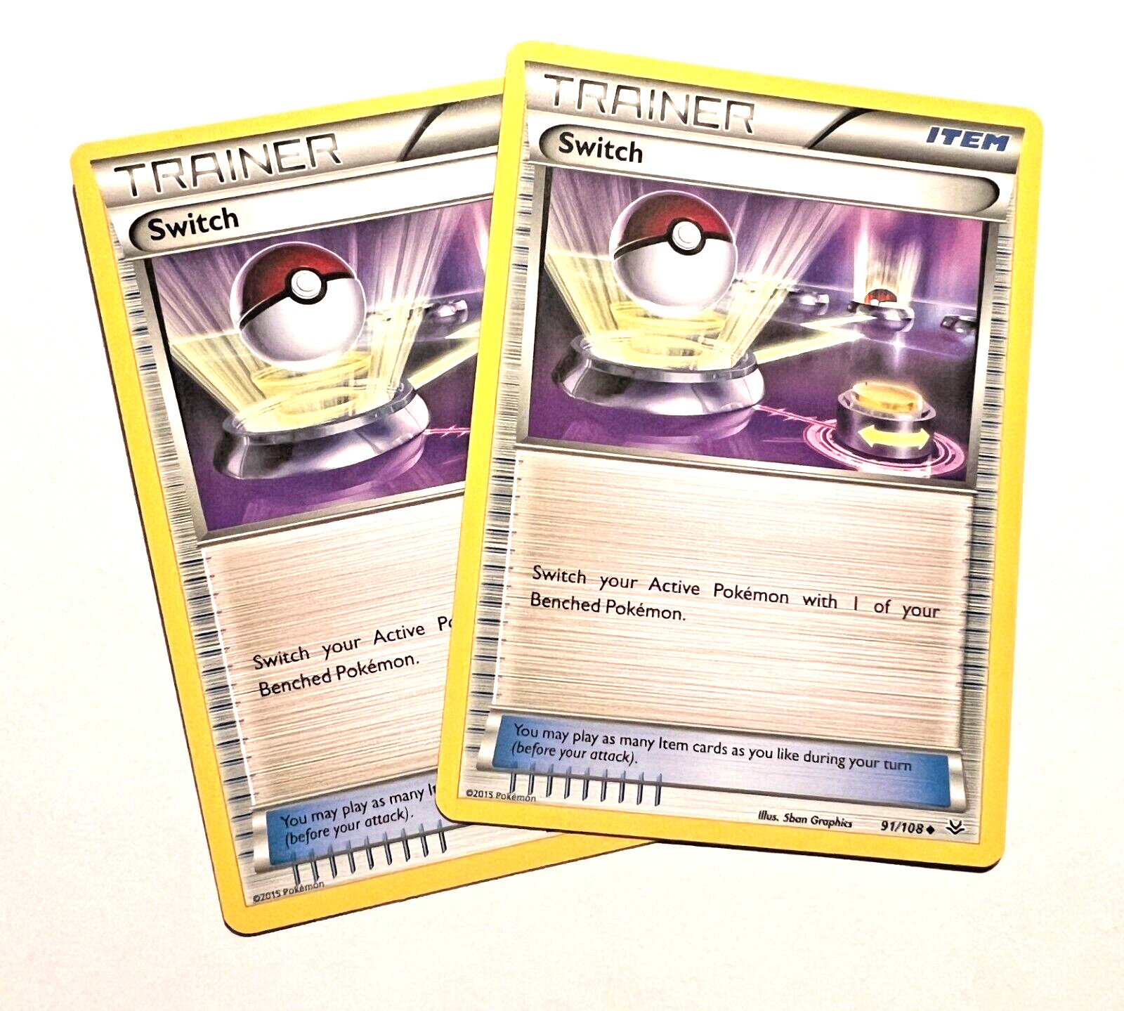 Switch 91/108 x2 2x Pokémon Card 2015 XY Roaring Skies LP