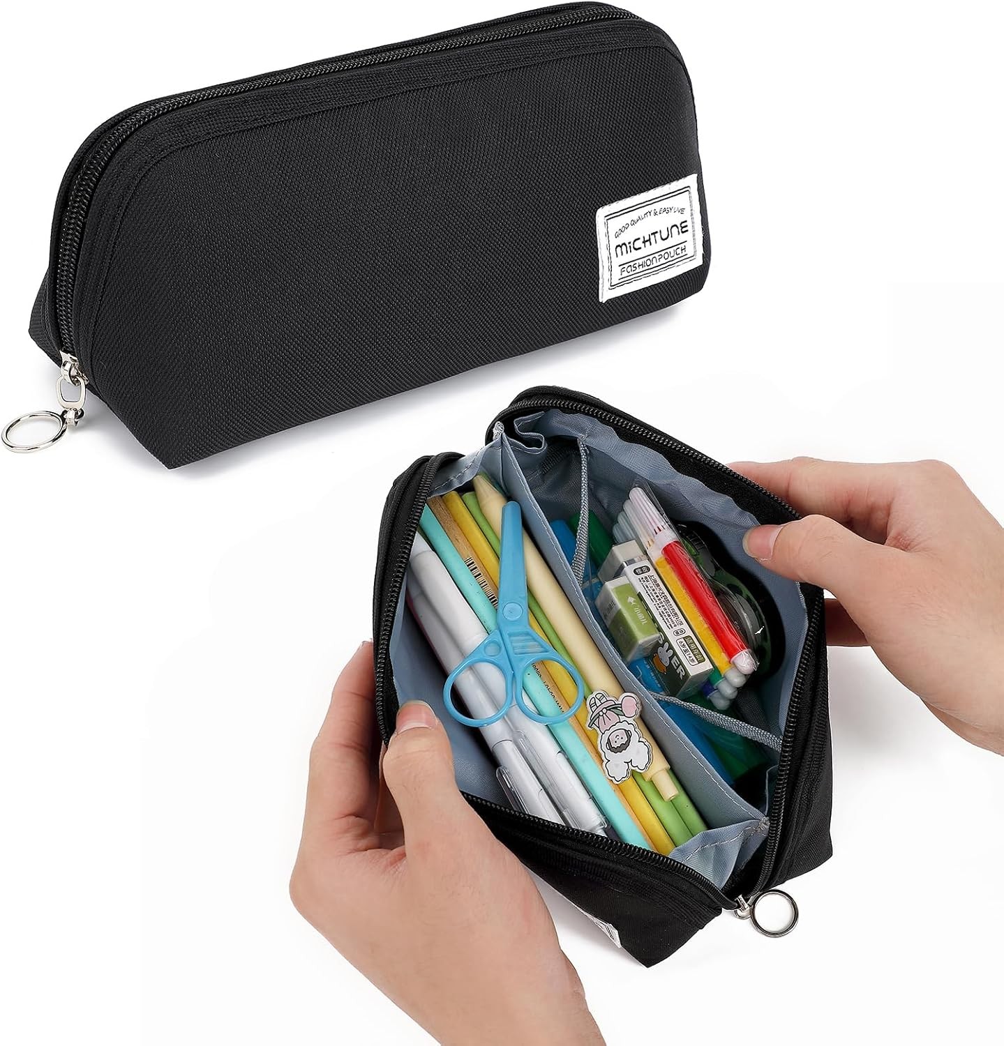 Case,large Opening Pencil Pouch,zipper Closure,portable Stat