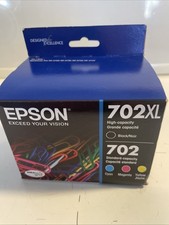 GENUINE New EPSON 702XL BLACK INK + COLOR CYM Cartridges EXP 06/2028