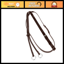 Adjustable Leather Running Martingale with Rubber Stopper - Dark Brown Cob Size