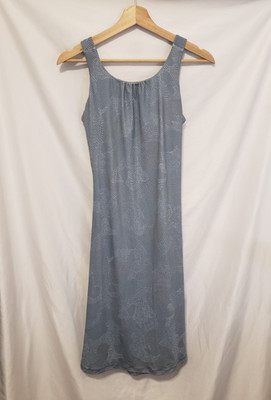 prANA Skypath Performance Dress Size Medium Blue Dotty Removable Cups