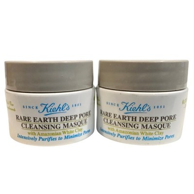 Kiehls Rare Earth Deep Pore Cleansing Masque Amazonian White Clay 0.5oz 2 Jars