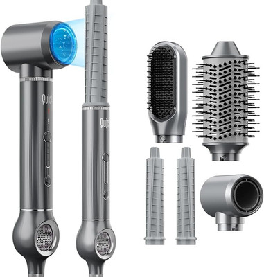 5-in-1 Rotating Blow Dryer Brush & Curling Wand for Effortless Hair Styling