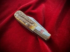 JA Henckels Genuine Stag Handle Barlow Knife Germany  Etched Blade HK-14-S