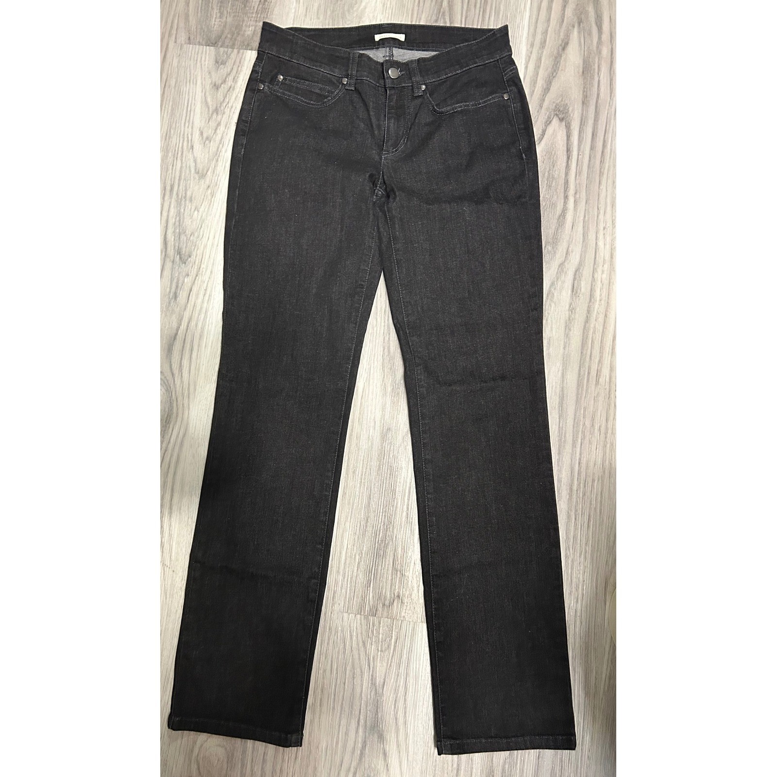 EILEEN FISHER Womens Black Straight Leg Jeans Size 2 Organic Cotton Blend
