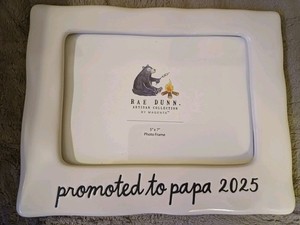 Rae Dunn "Promoted To Papa 2025" Frame 5"x7" Photo Tabletop Ceramic Engraved