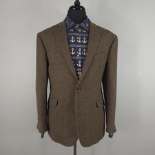 Jos A Bank Blazer Mens 42 Brown Herringbone Wool Tweed Sport Coat Jacket 1905