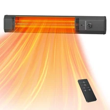 Outdoor Heater, 1s Heating Electric Patio Heater with Remote, 9 Heat Levels,