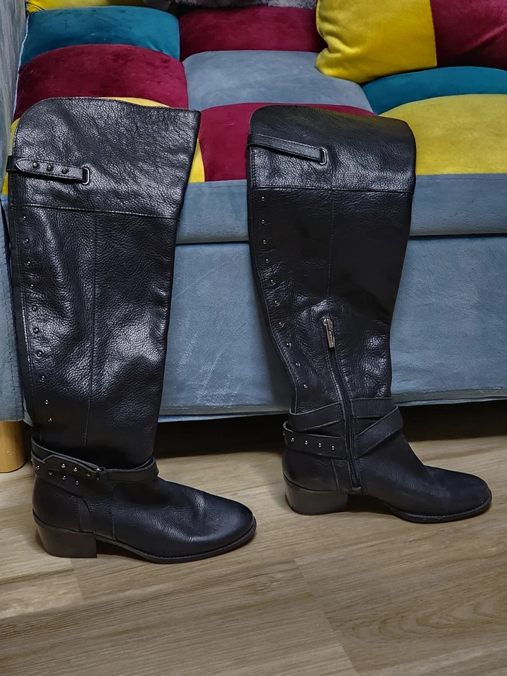 Botas de montar altas Vince Camuto de cuero negras Bestant para mujer talla 6 M sobre la rodilla Foto 2 de 4