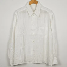 YOHJI YAMAMOTO POUR HOMME VINTAGE MEN'S WHITE LONG SLEEVE STRIPED SHIRT