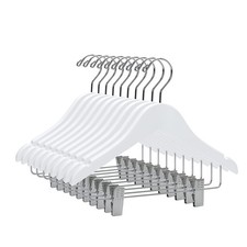 Quality Hangers Kids Wooden Pants Hangers 12 Inches - 80 Pack Skirt Hangers w...
