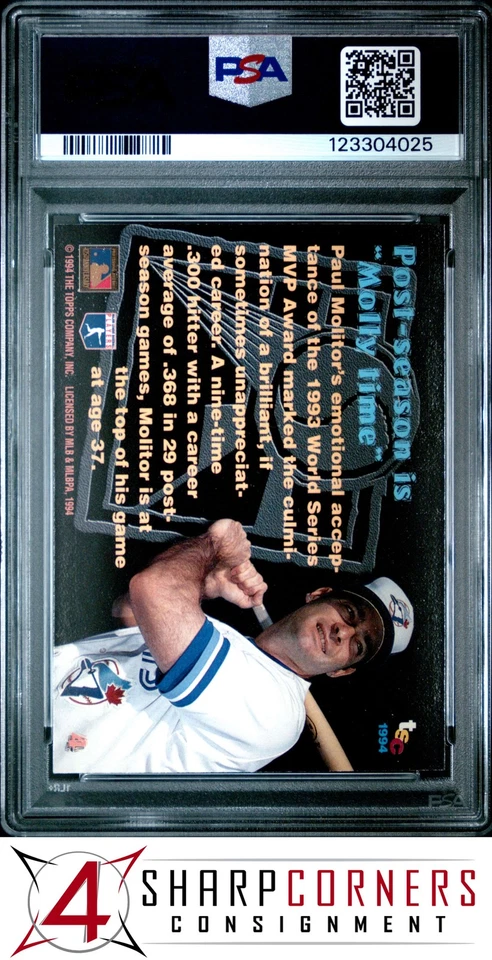 1994 STADIUM CLUB MEMBERS ONLY 50 #4 PAUL MOLITOR HOF POP 1 PSA 8 - Image 2 of 2