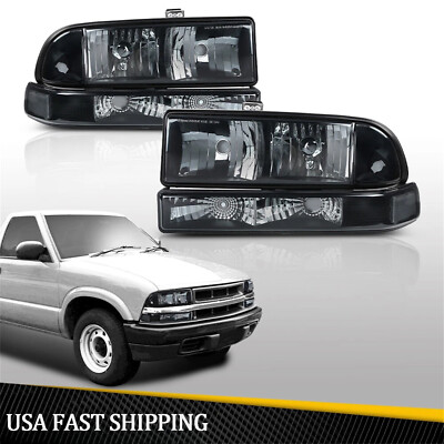 Chrome/Clear Corner Headlights + Bumper Lamps For 98-04 Chevy S10 Blazer – Halogen Set