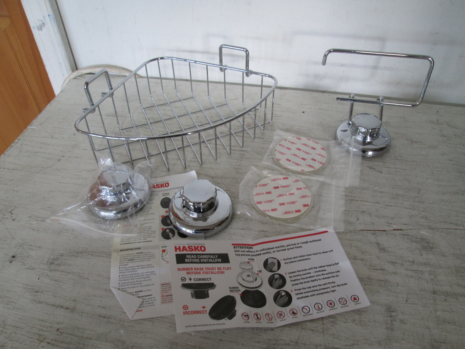 Hasko Corner Shower Caddy & Toilet Paper Holder, Suction Cup, New eBay