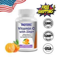 1000mg Vitamin C Capsules with Zinc Powerful Immune Support Antioxidant