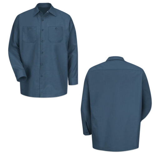 Red Kap Work Shirt Solid Color 2 Pocket Men's Industrial Uniform Long Sleeve - Picture 6 of 41