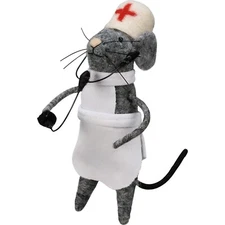Primitives By Kathy Felt Nurse Mouse Ornament Critter Medical Career Gift