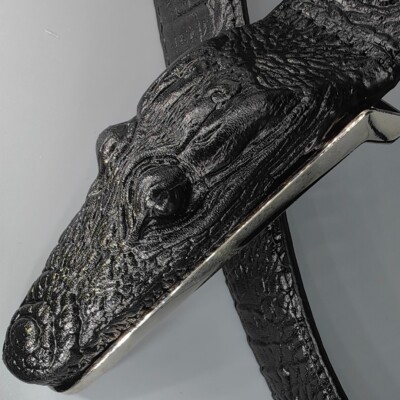 Meisterwerk Krokodil 3D Rindsleder Gürtel 35 mm  Ledergürtel SCHWARZ Premium!!!