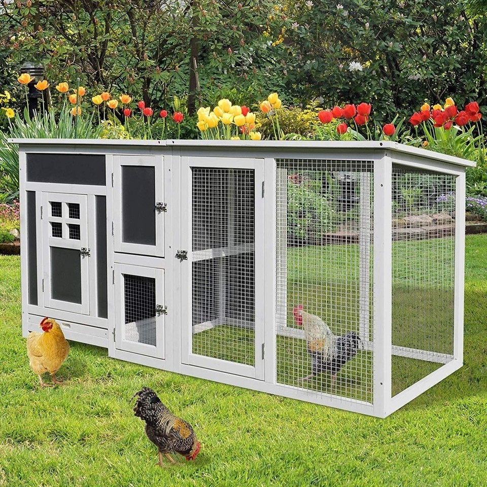 PawHut 63" Wood Large Indoor Outdoor Chicken Coop with Run