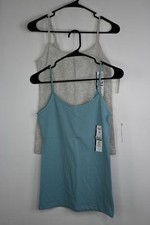 Women's Time and Tru Adjustable Strap Camis 2-Pack Light Blue/Light Grey XS 0-2