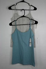 Women's Time and Tru Adjustable Strap Camis 2-Pack Light Blue/Light Grey XS(0-2)