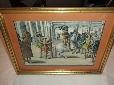 Antique Colored Engraving ROYAL-HORSE-TRAINING-LOUIS XIII-de Passe-Pluvinel 14