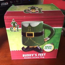 ELF Buddy's Feet 15.5oz Green Ceramic Mug 3-D iCup | Christmas Gift | NEW IN BOX