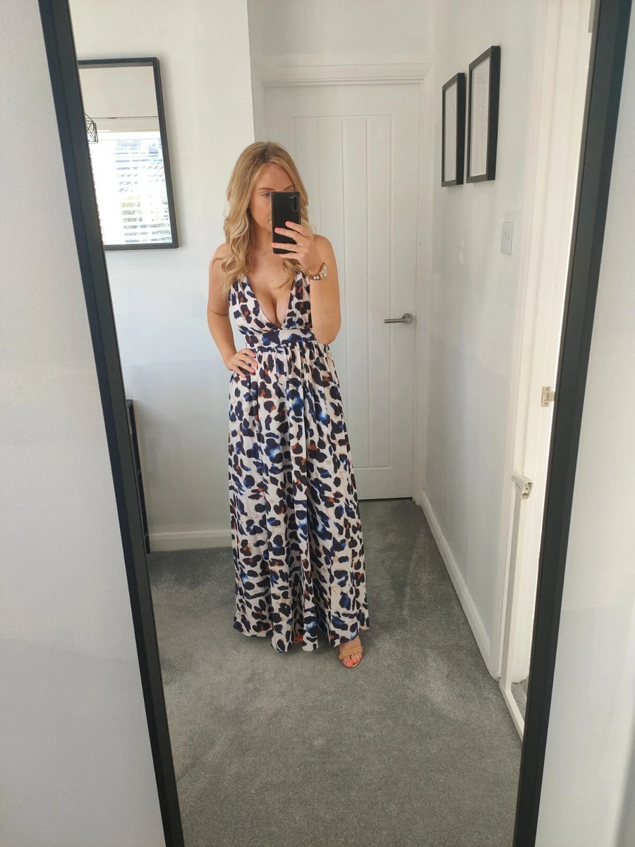 Blue and pink leopard print cheap dress