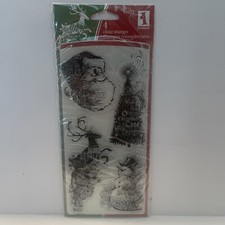 Christmas Clear Stamps 4 Pieces Inkadinkado Santa Snowman Tree Reindeer NEW