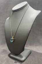 Ladies 14K Yellow Gold  Blue Topaz Pendant with 14K Yellow Gold Necklace