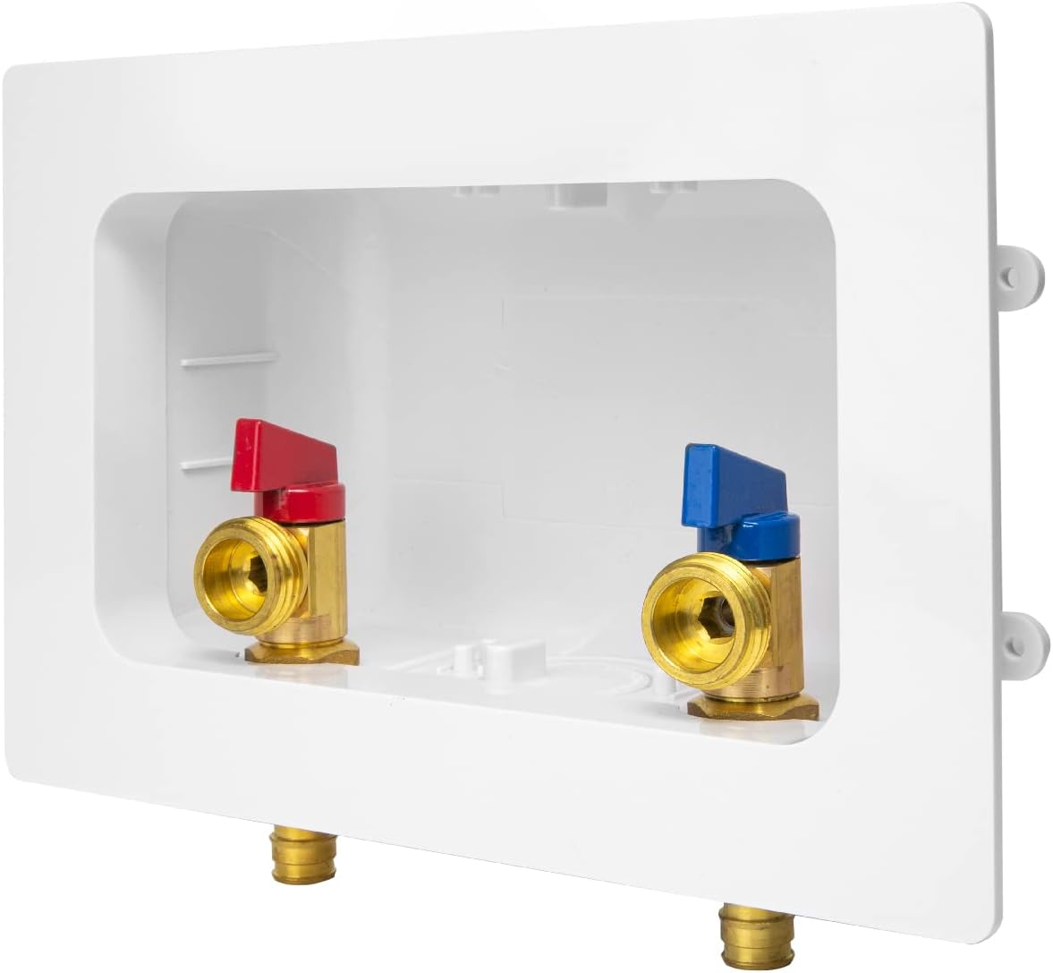 Premium Washing Machine (Laundry) Outlet Box with Center Drain, 1/4 Turn